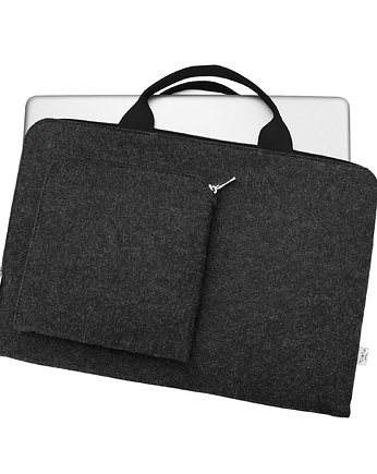 GRAFITOWE ETUI NA LAPTOPA z filcu czarna rączka, purol design