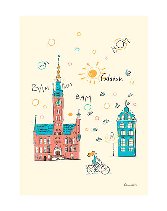 Plakat A4 Gdańsk Ratusz, Gliniana Kura