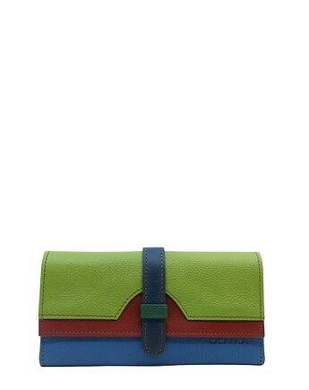 Portfel damski skórzany ze skrawków kolorowy przegródki na karty OLIVKA, Olivka Warsaw