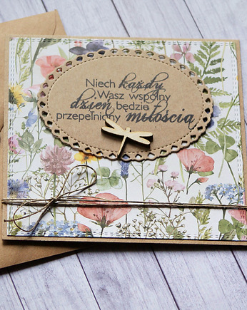 Kartka ślubna : na łące, kaktusia