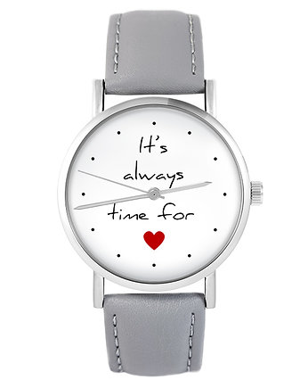 Zegarek - It is always time... - szary, skórzany, yenoo