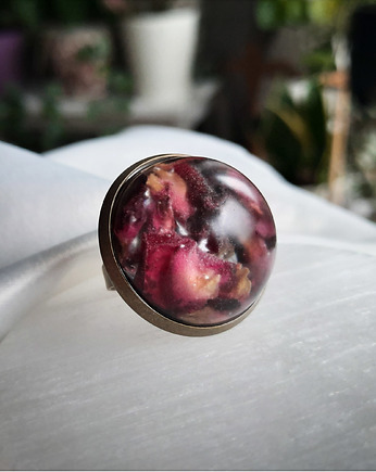 Pierścionek Duża kulka z różą, Figa handmade accessories