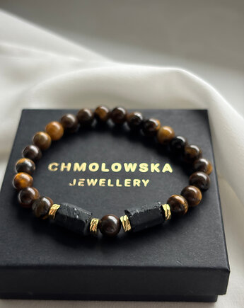 Bransoletka męska Tygrysie Oko i Turmalin