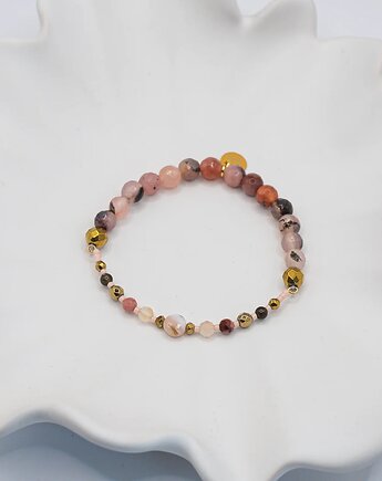 Bransoletka z Opalem Rodonitem i Agatem, w hand works