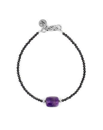 Bransoletka ze Spineli z kamieniem regeneracji - Ametyst - wersja srebrna, Kulka Bransoletki