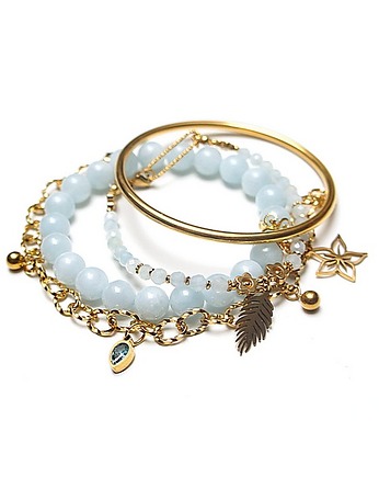 Zestaw bransoletek /Akwamaryn/  - Szlachetna kolekcja, KiKa pracownia