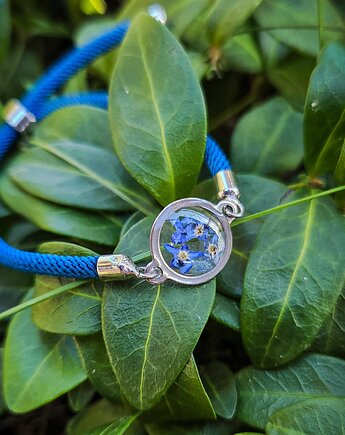 Bransoletka na sznurku z niezapominajkami, Figa handmade accessories