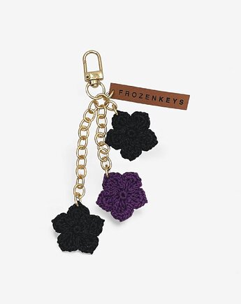 Brelok Trzy Kwiatki - Fiolet i Czerń, Frozen Keys