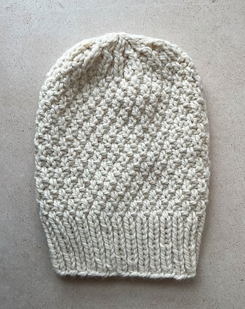 Zimowa czapka z wełny owczej i alpaki Purga ecru, Made by Jaga