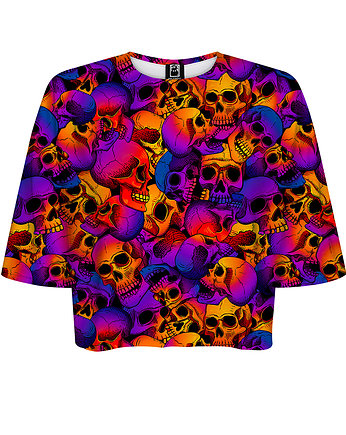 DR.CROW T-shirt Krótki CROP Skulls Ombre, DrCrow