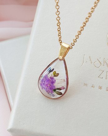 Naszyjnik z gipsówką, Jaskółcze ziele handmade 