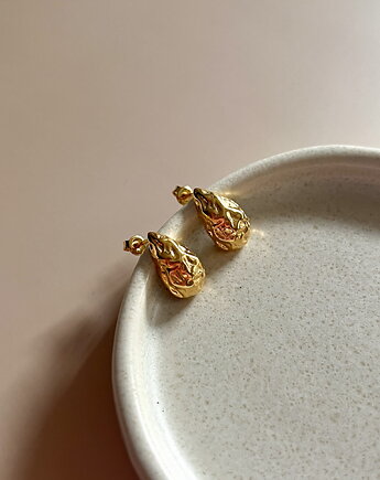 Kolczyki Vena łezki gnieciona blaszka sztyfty srebro pozłacane, LEO jwlr