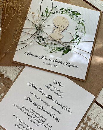 Najpiękniejsze zaproszenia handmade komunijne, na komunię dla dziewczynki - r, sorte