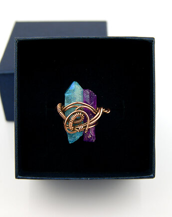 Kwarc tytanowy regulowany pierścionek, Blue Pearl Art