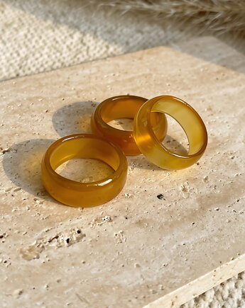 Pierścionek, obrączka  z naturalnego kamienia, minerał agat, Coccola JEWELLERY