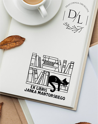 Stempel Ex Libris Exlibris personalizowany Kot 3, DrukLove