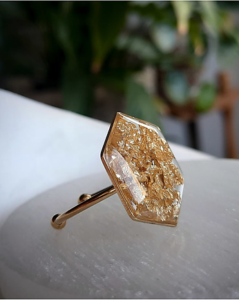 Pierścionek glam z drobinkami, Figa handmade accessories