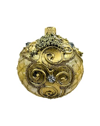 Bombka złota Vintage bogato dekorowana: 6 sztuk, Syn Bombkarza