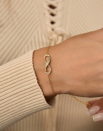 Bransoletka nieskończoność cyrkonie srebro 925 pozłacane, Coccola JEWELLERY