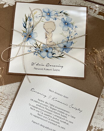 Kartka ręcznie robiona z okazji rocznicy komunii świętej - odnowienie przyrze, sorte