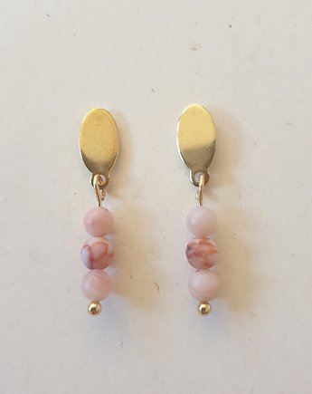 Kolczyki ŁEZKI opal różowy, jaspis żyłkowy, naniby