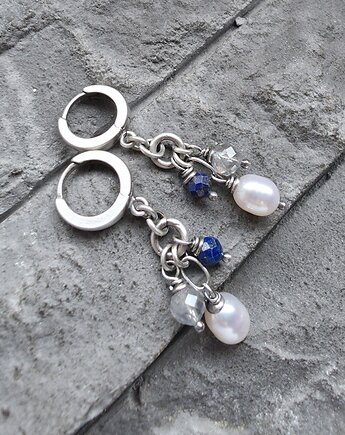 Kolczyki Perła, lapis, labradoryt , RayOfArt