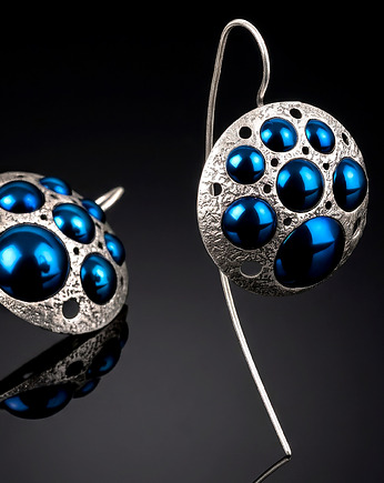 Futurystyczne kolczyki srebrne DRAGON SKIN, SHAMBALA