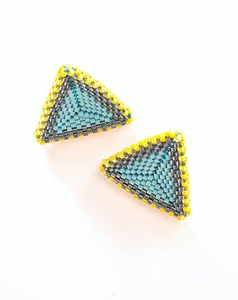 Kolczyki Trójkątne Sztyfty "Kosmiczny Pył", Bead Wonderful