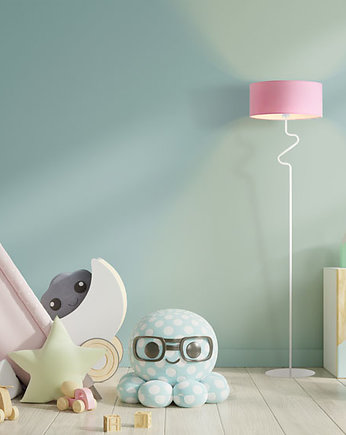 Biało-różowa lampa podłogowa MORONI z włącznikiem nożnym, LYSNE