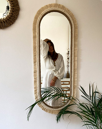 Lustro makrama/juta OVAL, Zaplątana W Sznurki