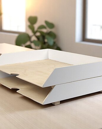 A3 Organizer biurkowy - zestaw 2 tacki na dokumenty biały, Clock Wood Studio
