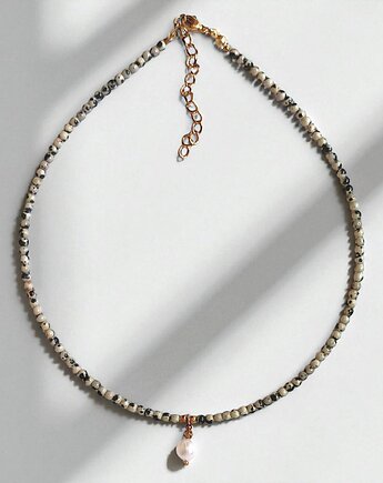 Basic choker : jasper & pearl : jaspis i perła, kaktusia