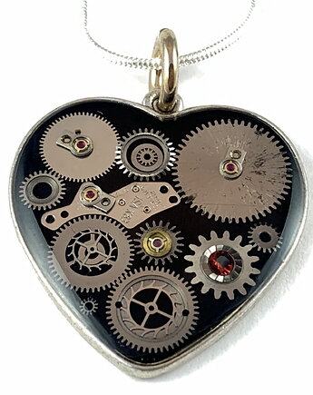 Wisior silver heart (Black) III, DROBINY CZASU