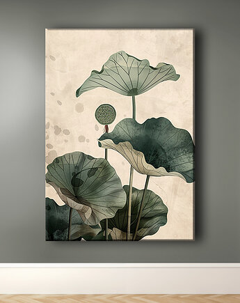Lotus - Obraz na płótnie - Druk Blejtrama - Chiński Orient, Zen #5, Black Sapphire Art