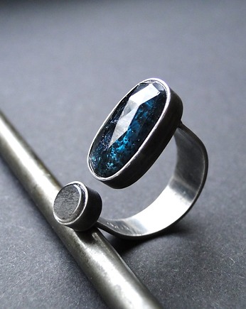 Pierścień Green Kyanite & obsydian, Memero