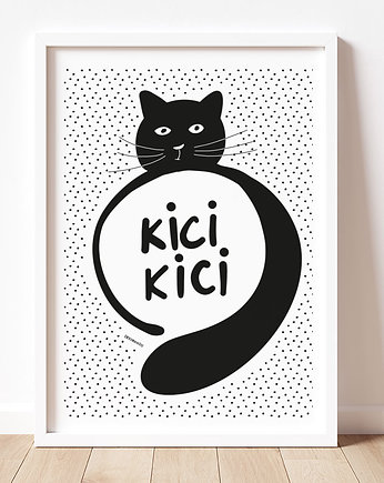 Plakat z kotem, czarno-biały, Dekorando