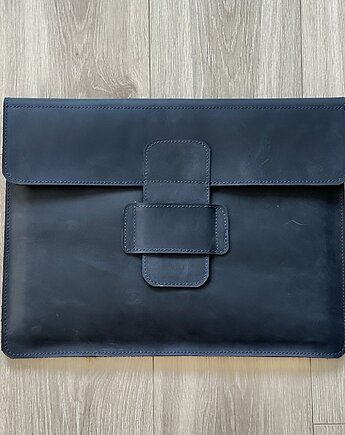 Granatowa torba skórzana na laptopa 16 cali., Rkabags