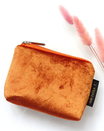 Portfel card holder z weluru Pomarańczowy, sabi tatka