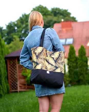 Torba shopper na zakupy wodoodporna zakupowa XXL torba złote pióra, Uszyciuch