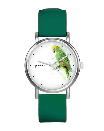 Zegarek  mały - Papuga - silikonowy, zielony, yenoo