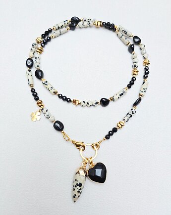 Kremowo- Czarny Naszyjnik  Dalmatyńczyk, ILEA