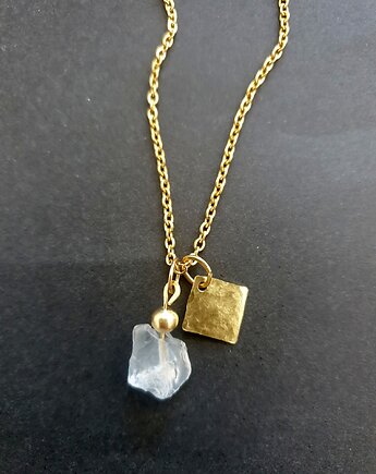 Wisior RAW ANTYK kryształ górski, mosiądz