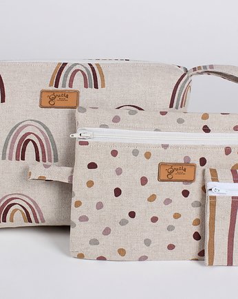 Komplet 3 kosmetyczek - tęcza/kropki/paski, gucialoveskids