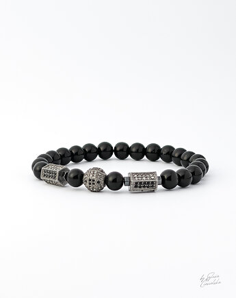 Bransoletka z głębi ciszy  elegancja zaklęta w onyksie i hematycie, Black Mamba Jewelry