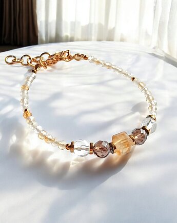 DOBROBYT - amulet - cytryn,kwarc dymny,k.górski - z zapięciem, kaktusia