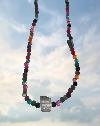 Kolorowy choker z kryształem górskim, Luna by Sisters