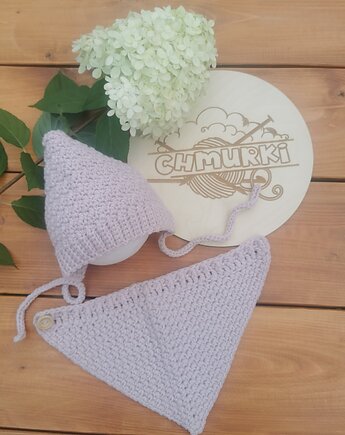 Czapka bonetka Elfik z bandamą, Chmurki