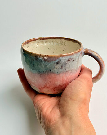 Kubek z napisem "Obfitość" 380ml, fiolet, JD loves CERAMICS