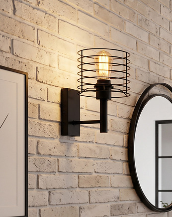 Lampka ścienna z drucianym kloszem PEREA  LOFT, lampy loftowe LYSNE LOFT