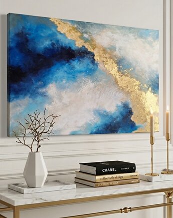 SUMMER BREEZE Ręcznie malowany obraz ze złotem 70x100 cm